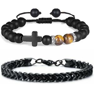 # 106 Bracelet With Cross Black